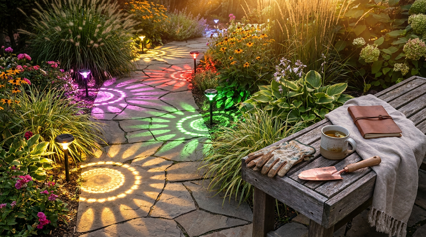 Bloom Path Lights and Modern Floral Walkway Design