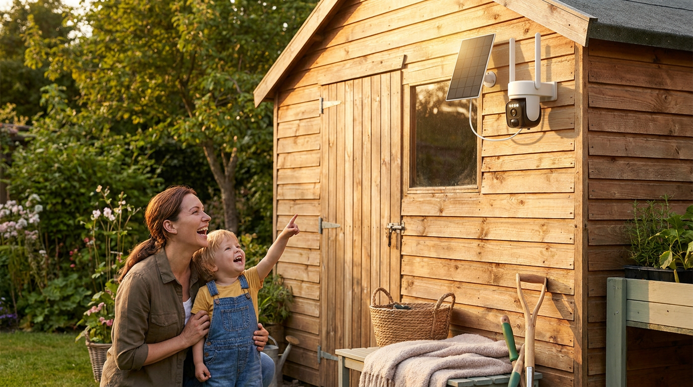 How do I install an Outdoor Solar Security Camera on a shed?