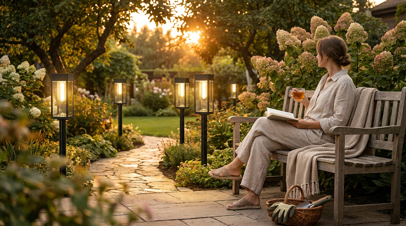 Automatic Solar Pathway Lights Solve Gardener Time Constraints