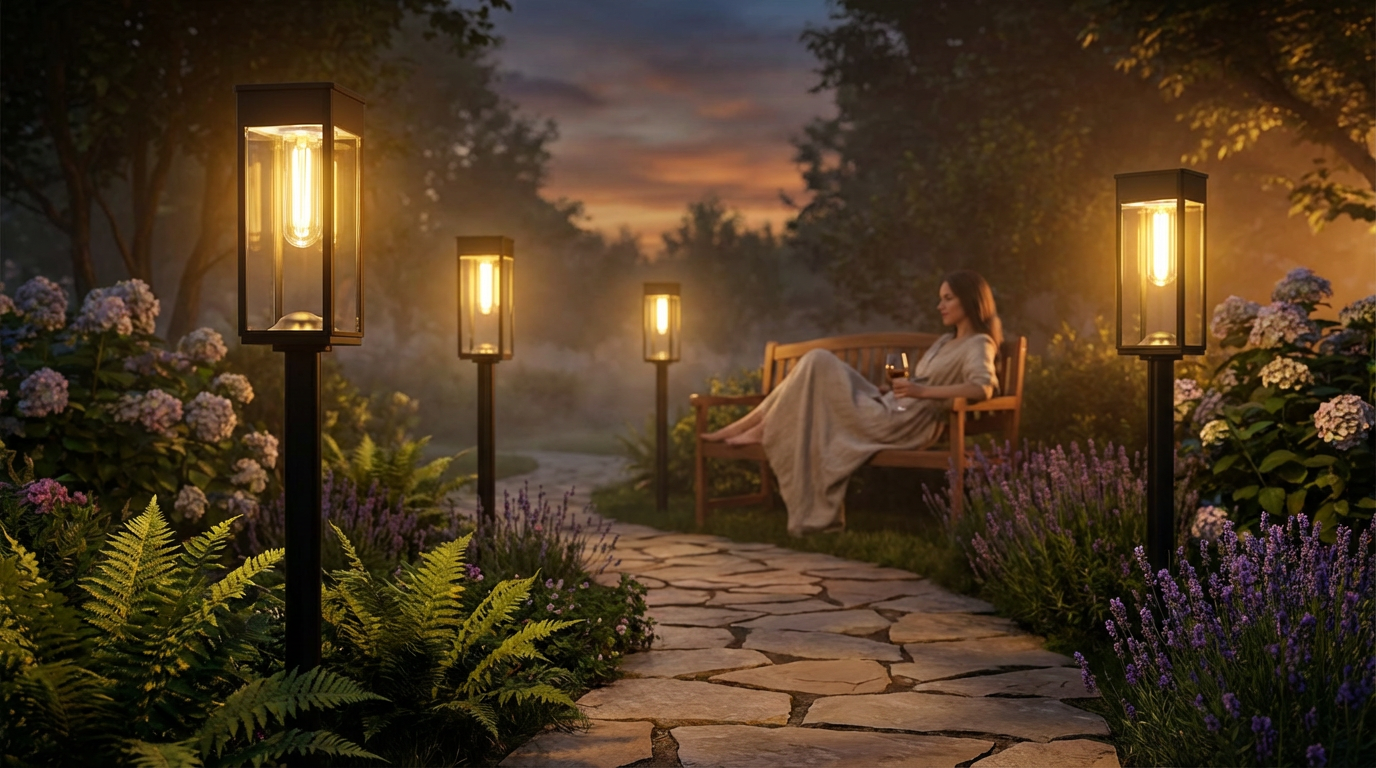 Solar Garden Pathway Lights with Automatic On/Off