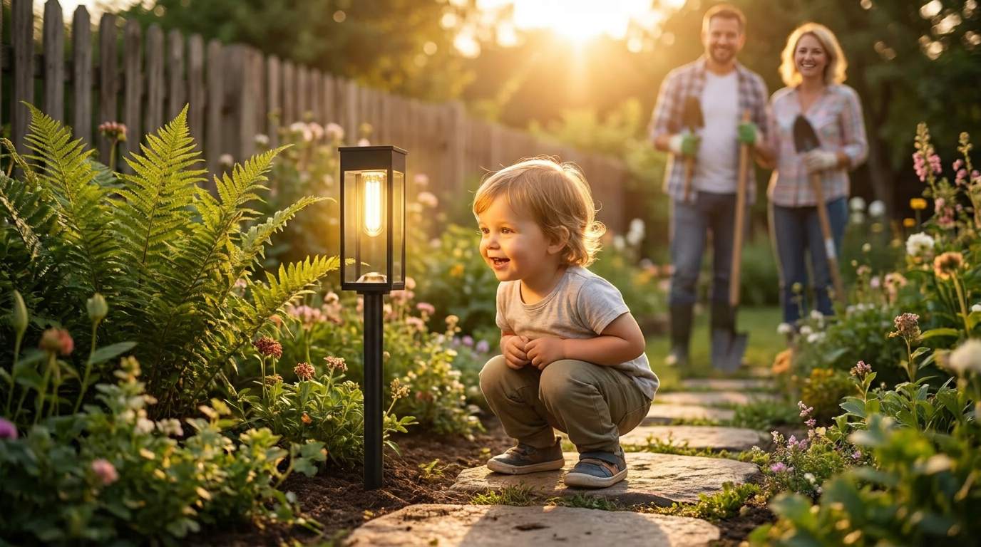 Five-Point Setup for Solar Garden Pathway Lights