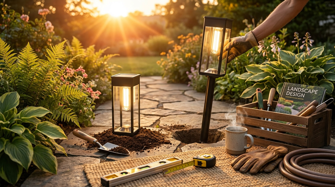 Installing Waterproof Solar Garden Pathway Lights with Automatic On And Off