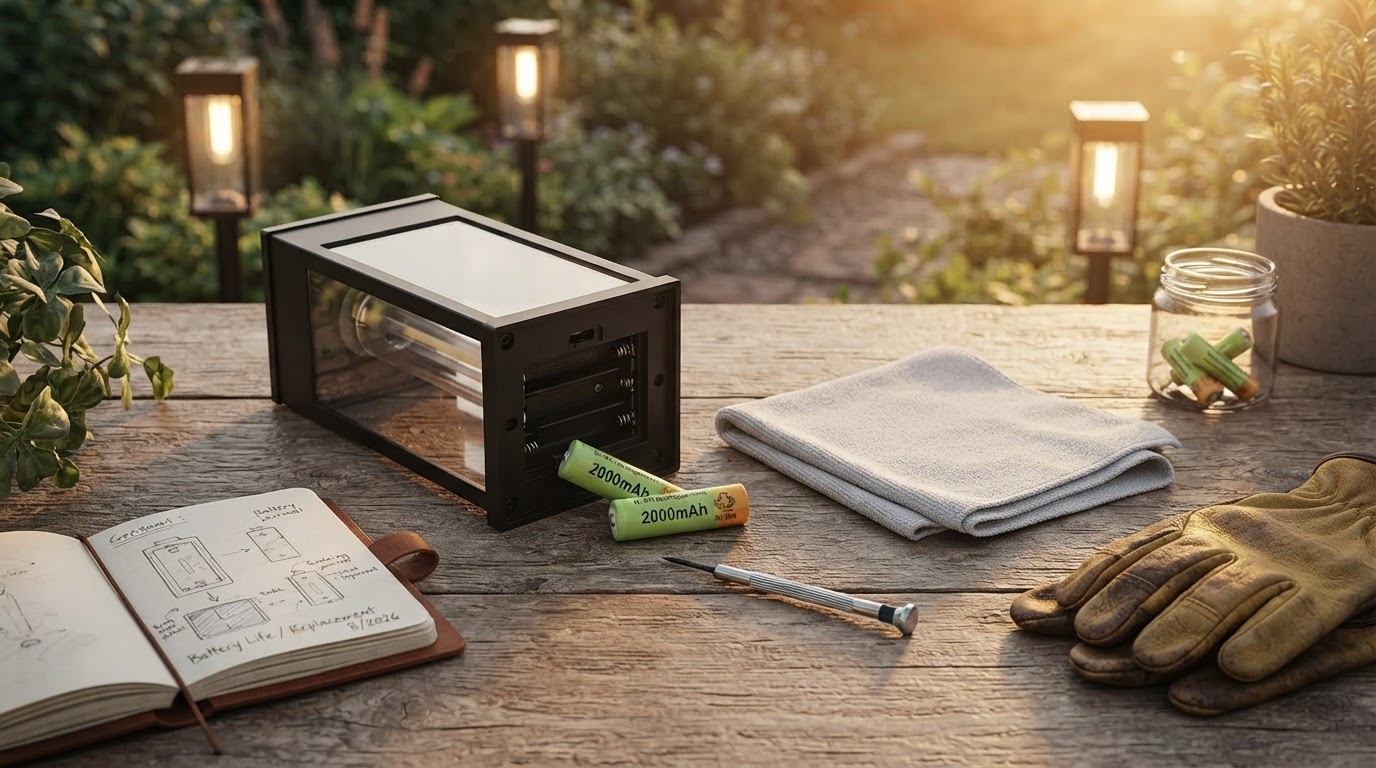 How do I replace batteries in solar garden pathway lights?