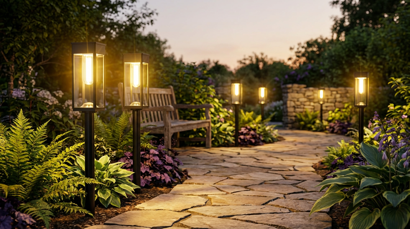 Waterproof Solar Garden Pathway Lights with Auto On/Off