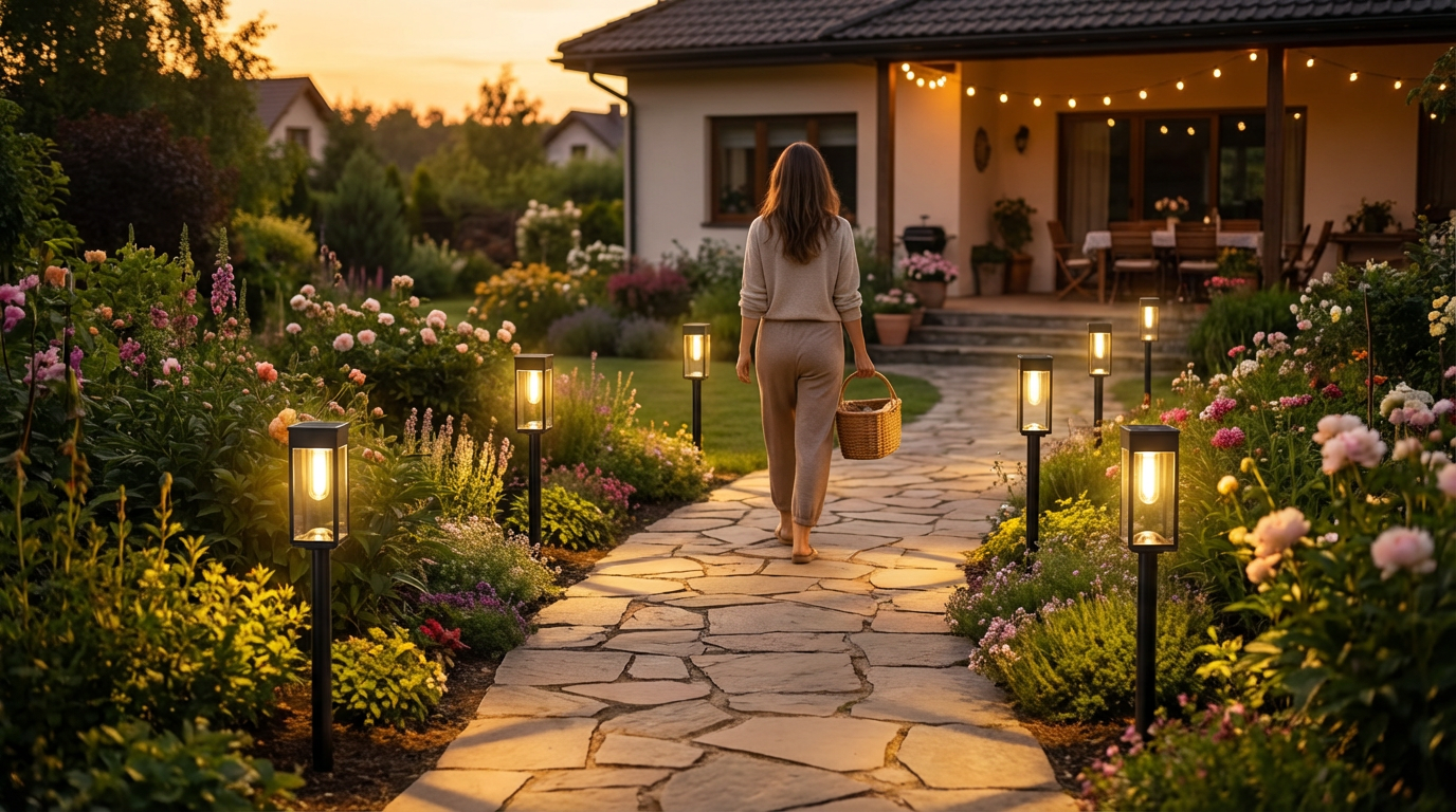 Waterproof Solar Garden Pathway Lights with Auto On/Off