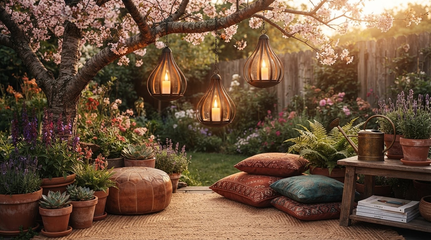 Enhancing Boho Garden Aesthetics with Solar Water Drop Lantern
