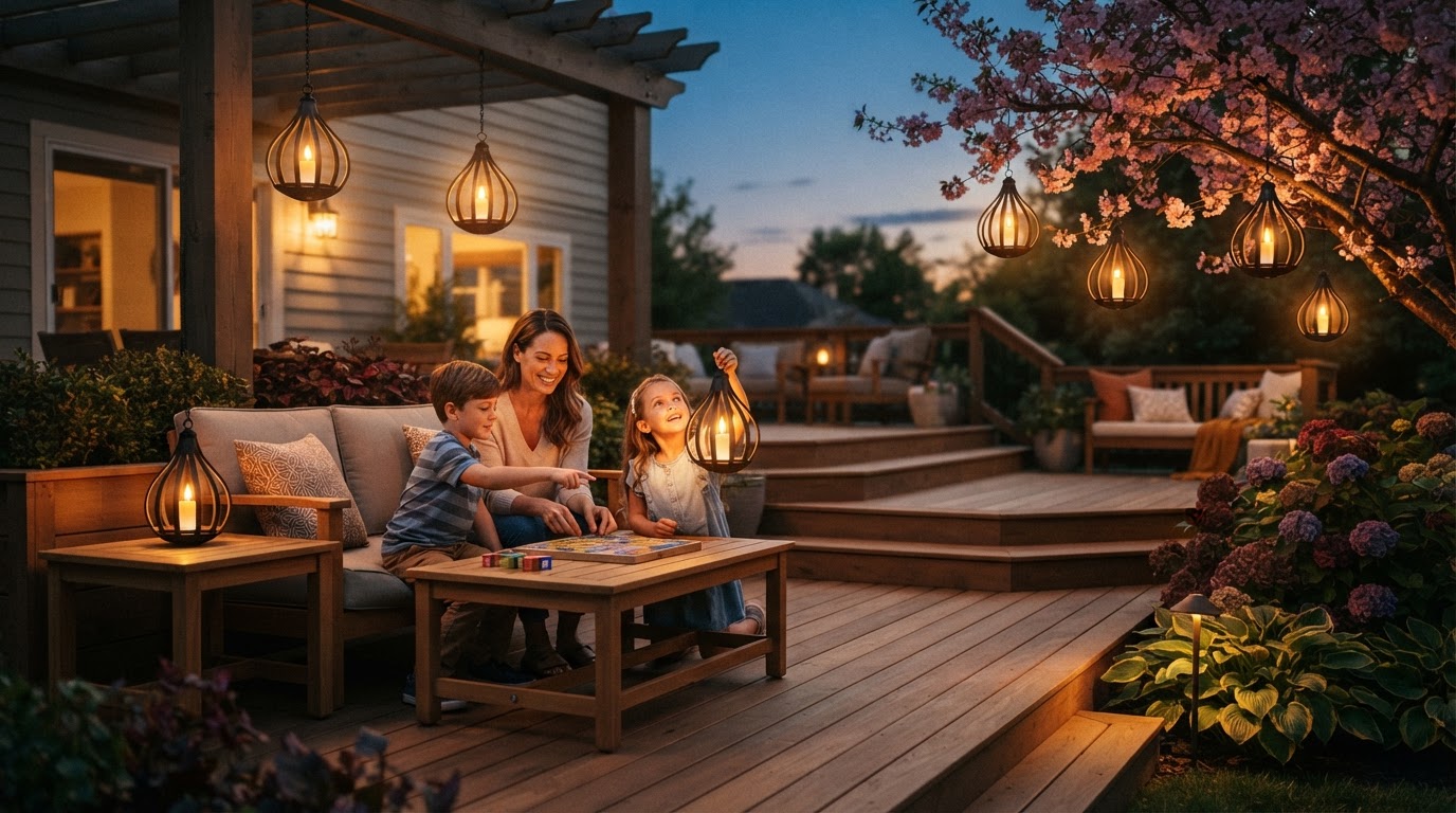 4-Zone Setup for Solar Water Drop Lantern Deck Lighting