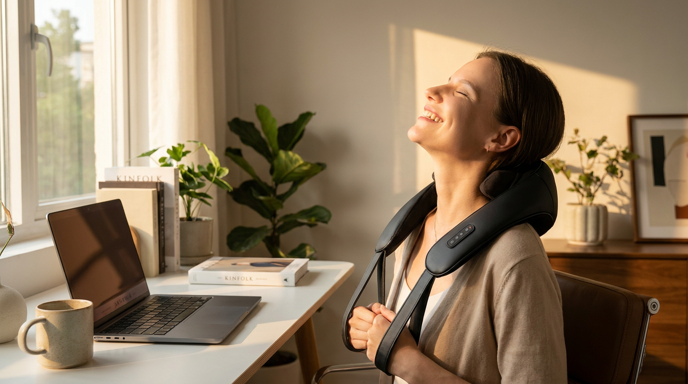 How to treat tech neck at work with Cordless Neck Massager