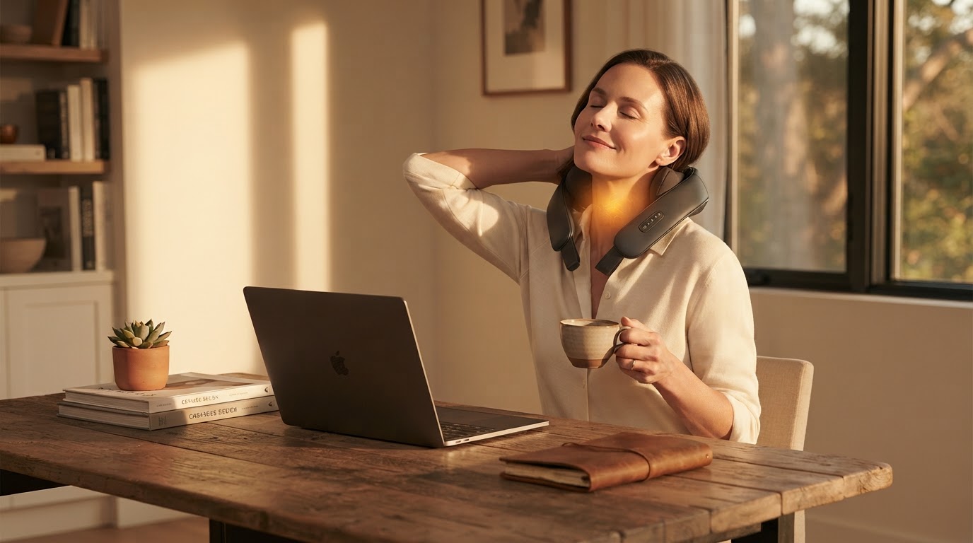 How do I relieve tensed neck muscles with a Cordless Neck Massager?