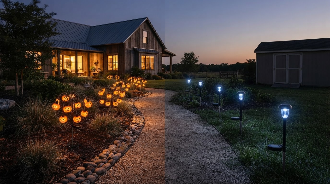 Solar Pumpkin Lume Light vs Standard Solar Garden Decor