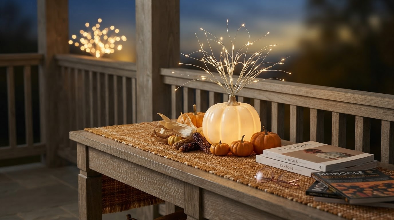 Solar Pumpkin Lume Light for Wireless Porch Lighting