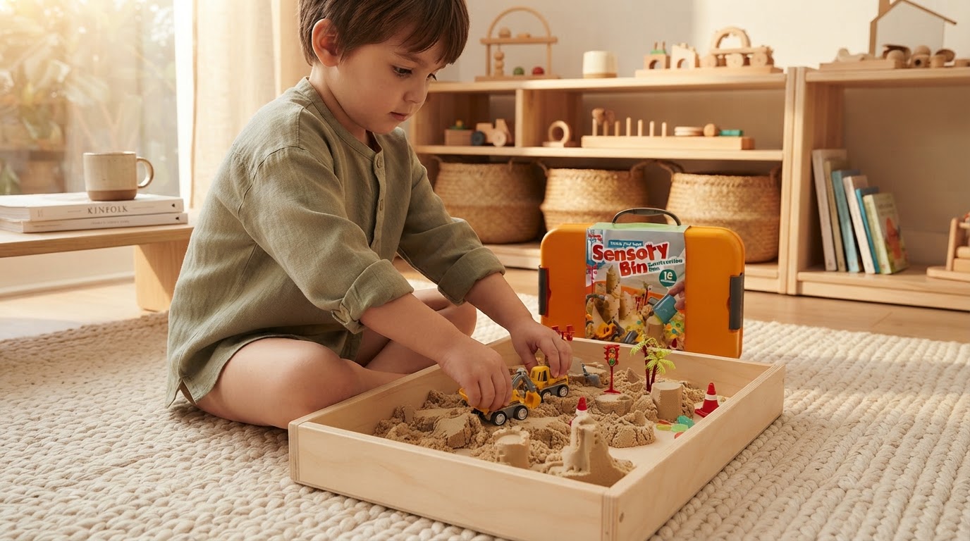What is in the Tiny Builders Toy sensory play kit?
