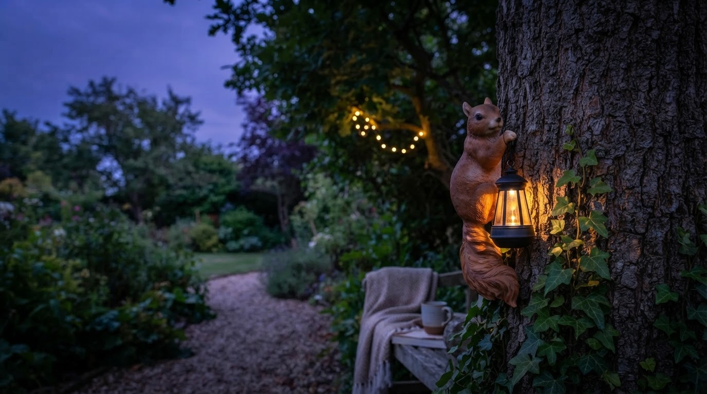 How long do Solar Squirrel Lanterns stay lit at night?