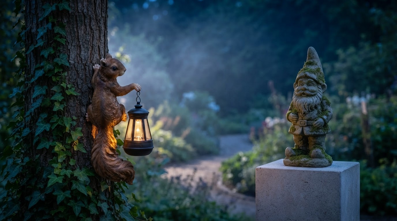 Integrating Solar Squirrel Lanterns into Garden Art Displays