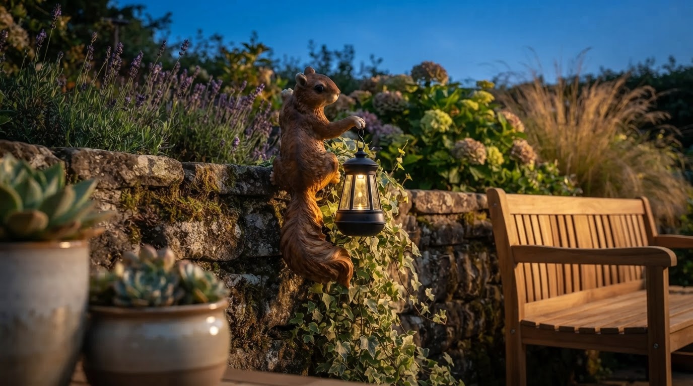 Where should I place Solar Squirrel Lanterns for decor?