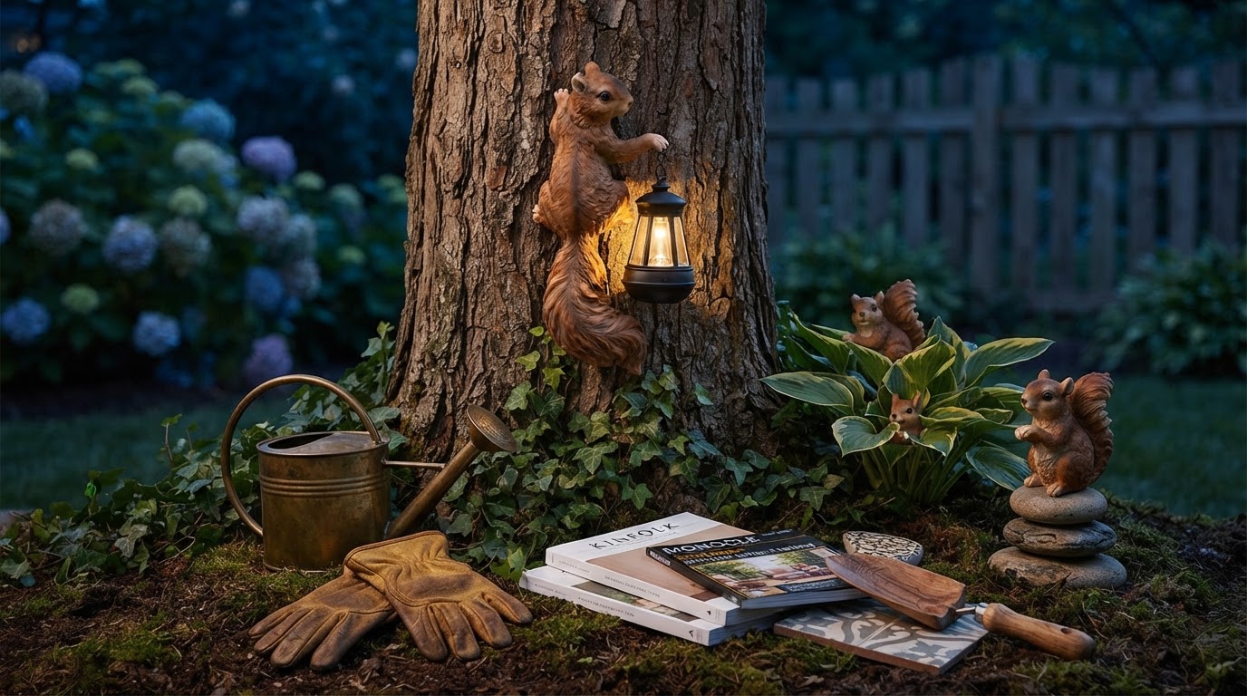 Solar Squirrel Lanterns for Backyard Decorating