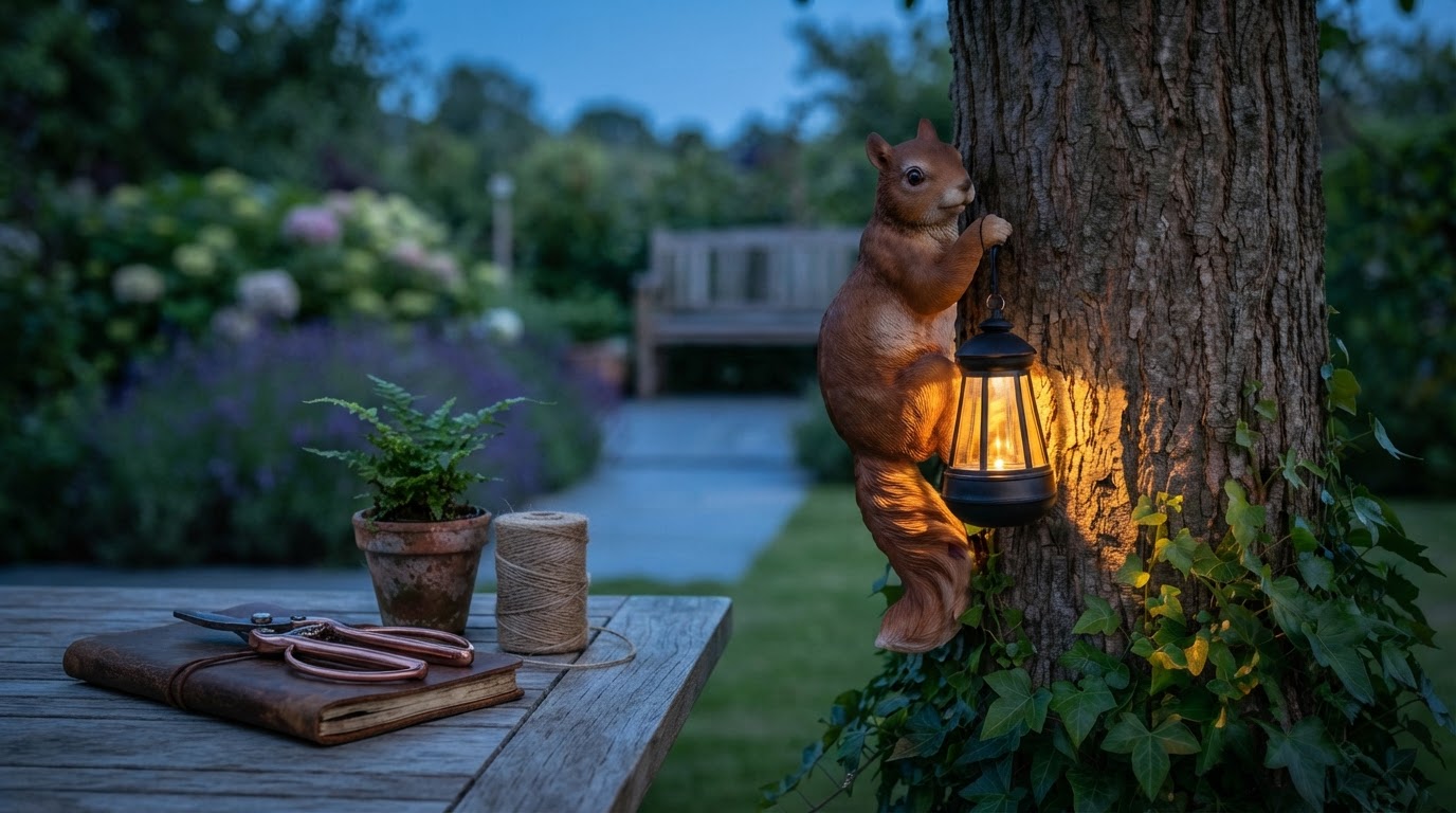 Solar Squirrel Lanterns for Garden Statues and Lighting