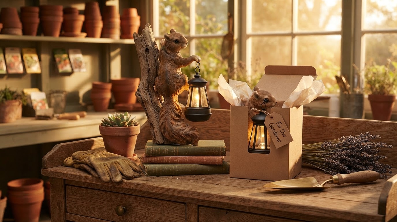 Solar Squirrel Lanterns for Humorous Garden Gifting