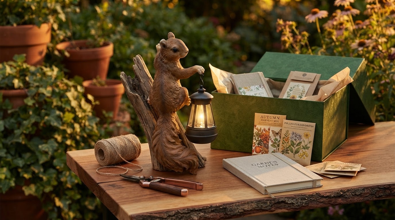 Solar Squirrel Lanterns for Curated Garden Gift Sets