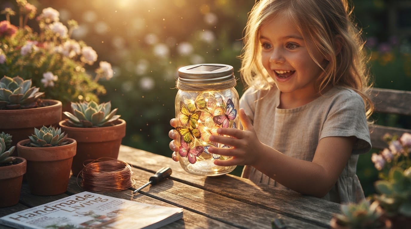 Constructing Solar Outdoor Fairy Lights Mason Jar Displays