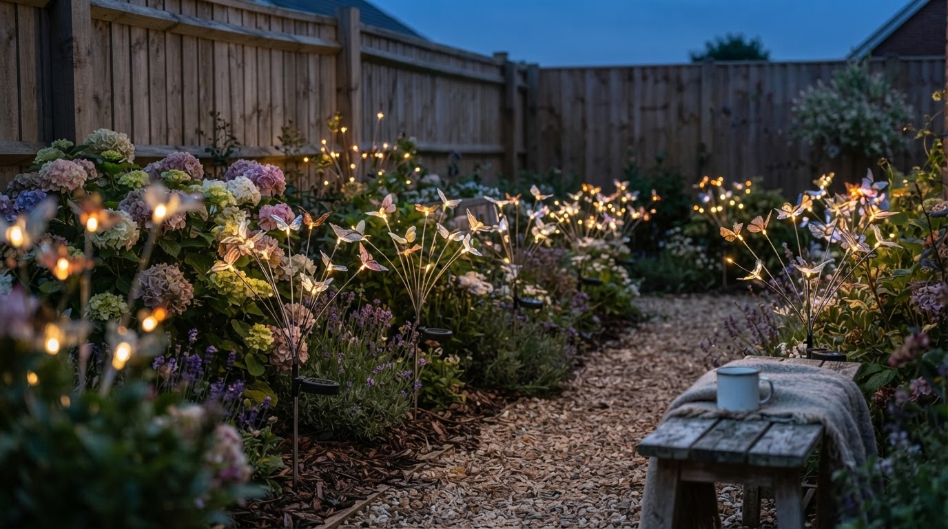 How do Solar Outdoor Fairy Lights simulate fireflies?