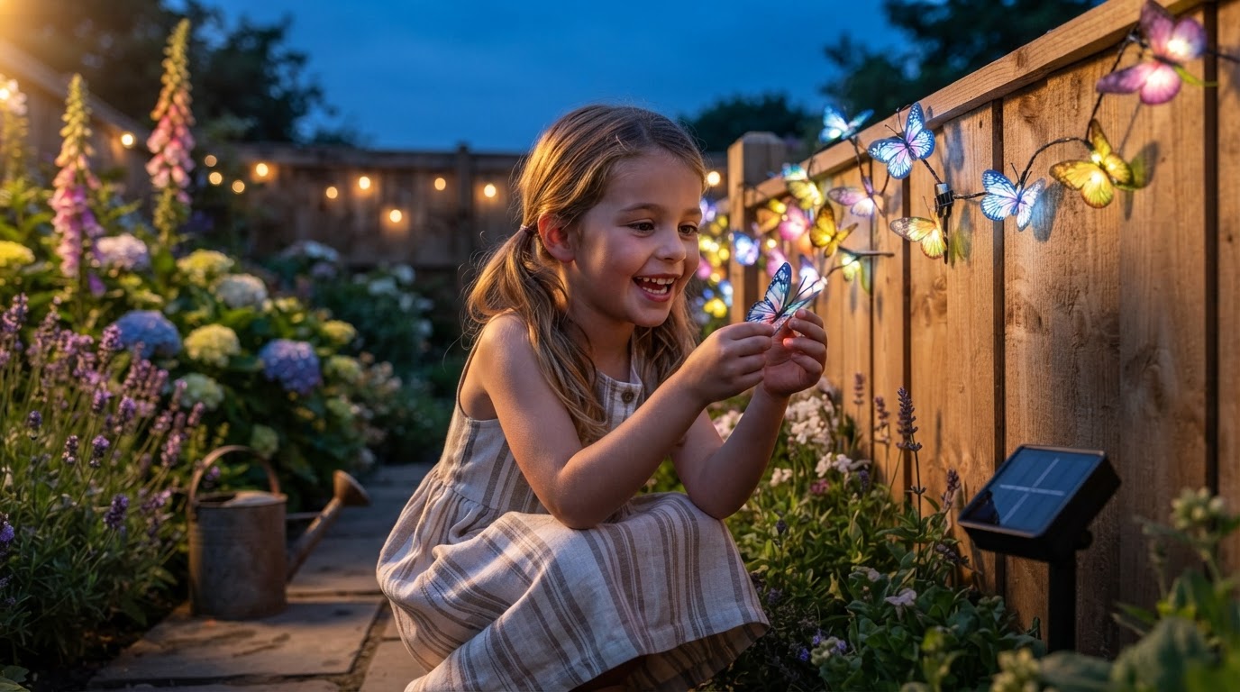 How do I install Solar Outdoor Fairy Lights on a garden fence?