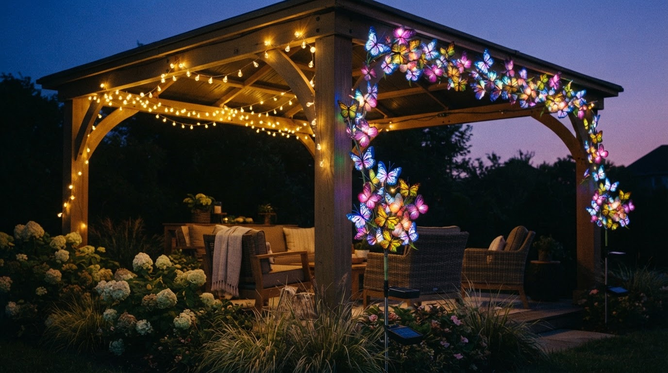Solar Outdoor Fairy Lights for Gazebo Illumination