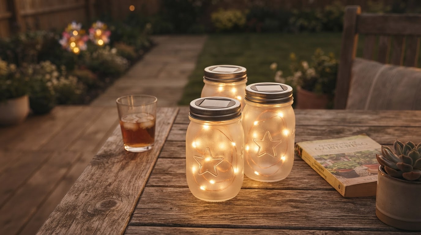 How do Solar Outdoor Fairy Lights work in star jars?