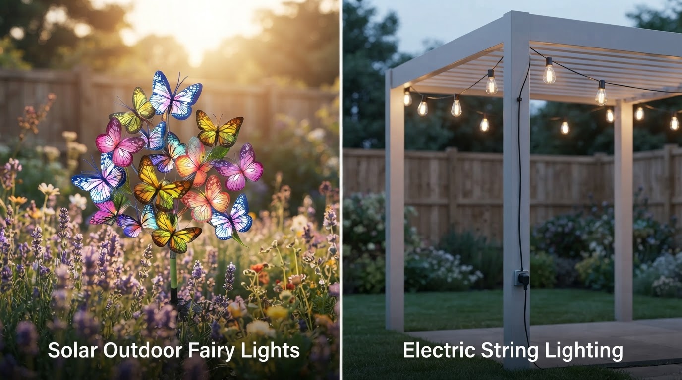 Solar Outdoor Fairy Lights vs Electric String Lighting