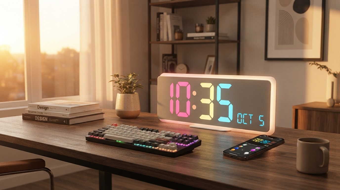 How does the Smart RGB Clock fit an aesthetic desk setup?