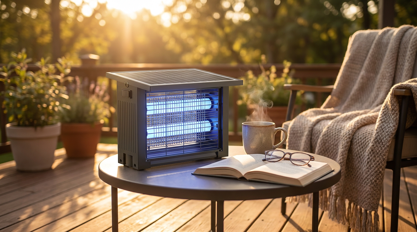 How does the Outdoor Insect Solar Energy 4500V Mechanism work?