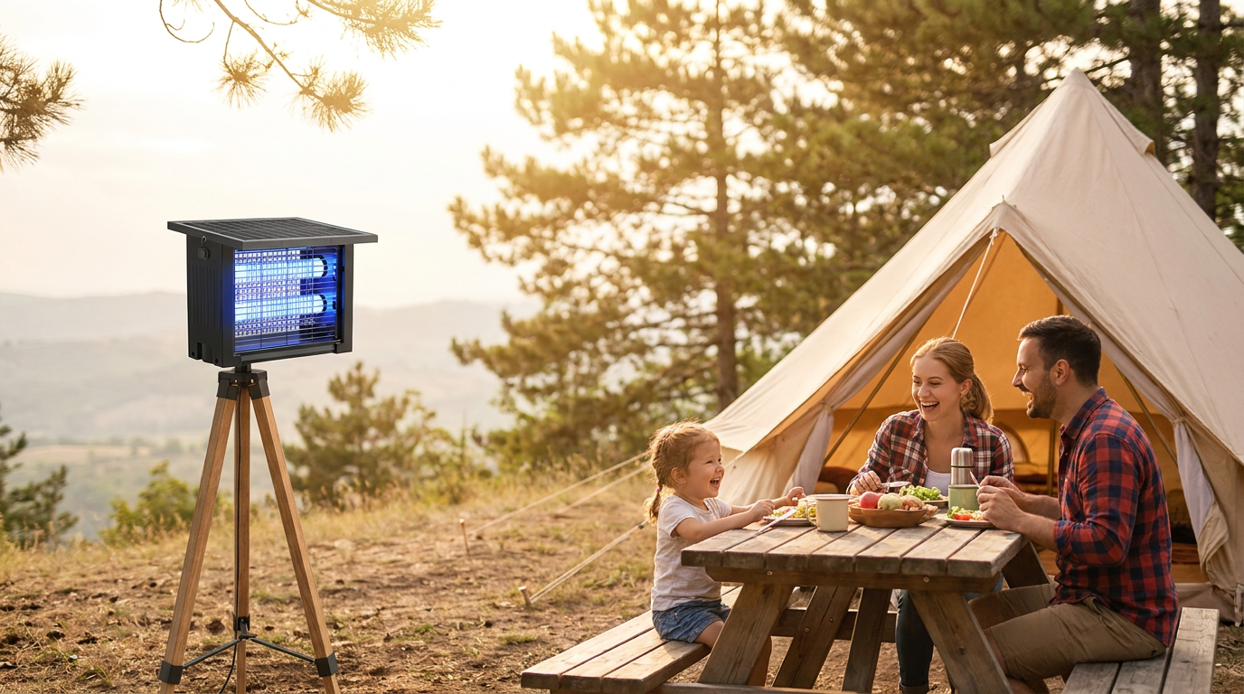How do I use a portable camping insect zapper effectively?
