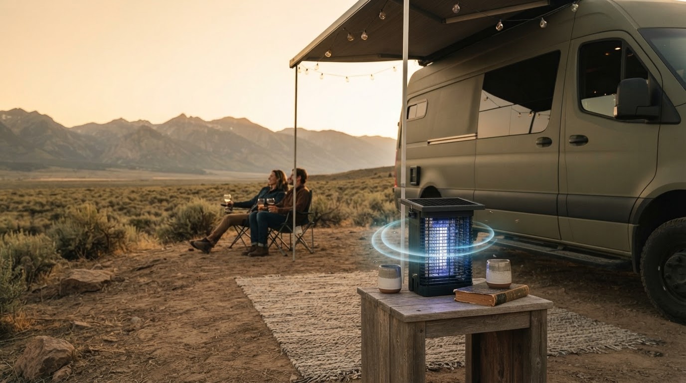 How does Outdoor Bug Zapper protect an RV campsite?