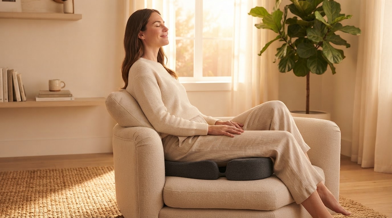 How do I position a Cushlora cushion for tailbone relief?