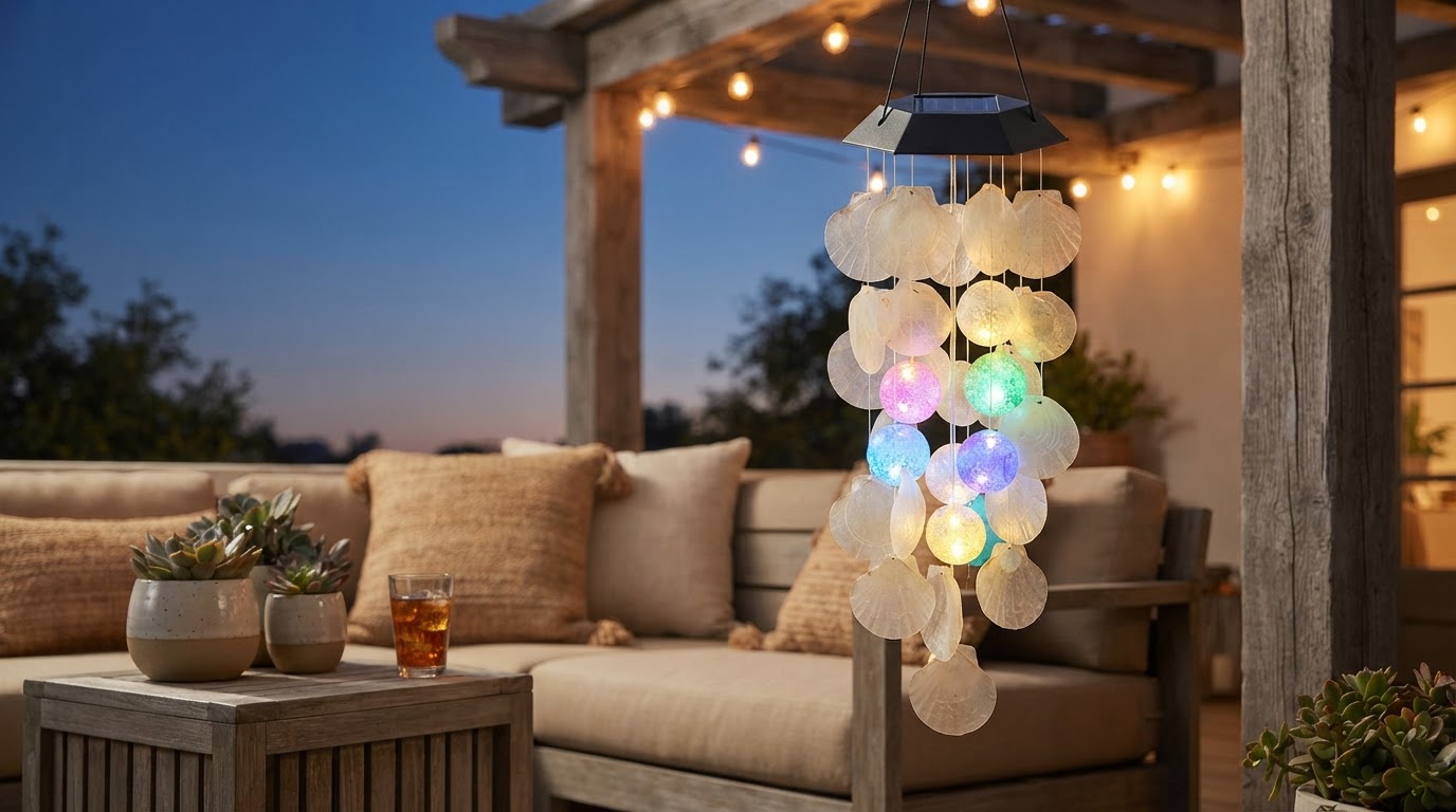 How do shell wind chimes solar powered systems operate?
