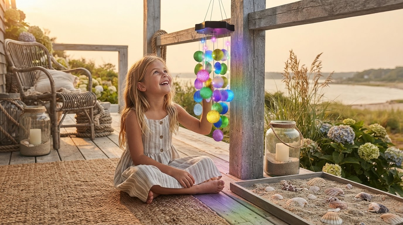 How to style Solar Seashell Chime for nautical garden decor?