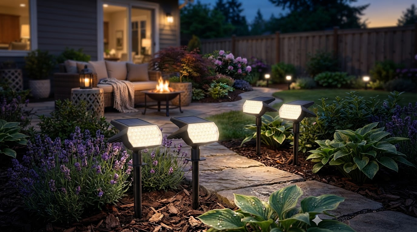How do outdoor Solar Spot Lights work in landscaping?