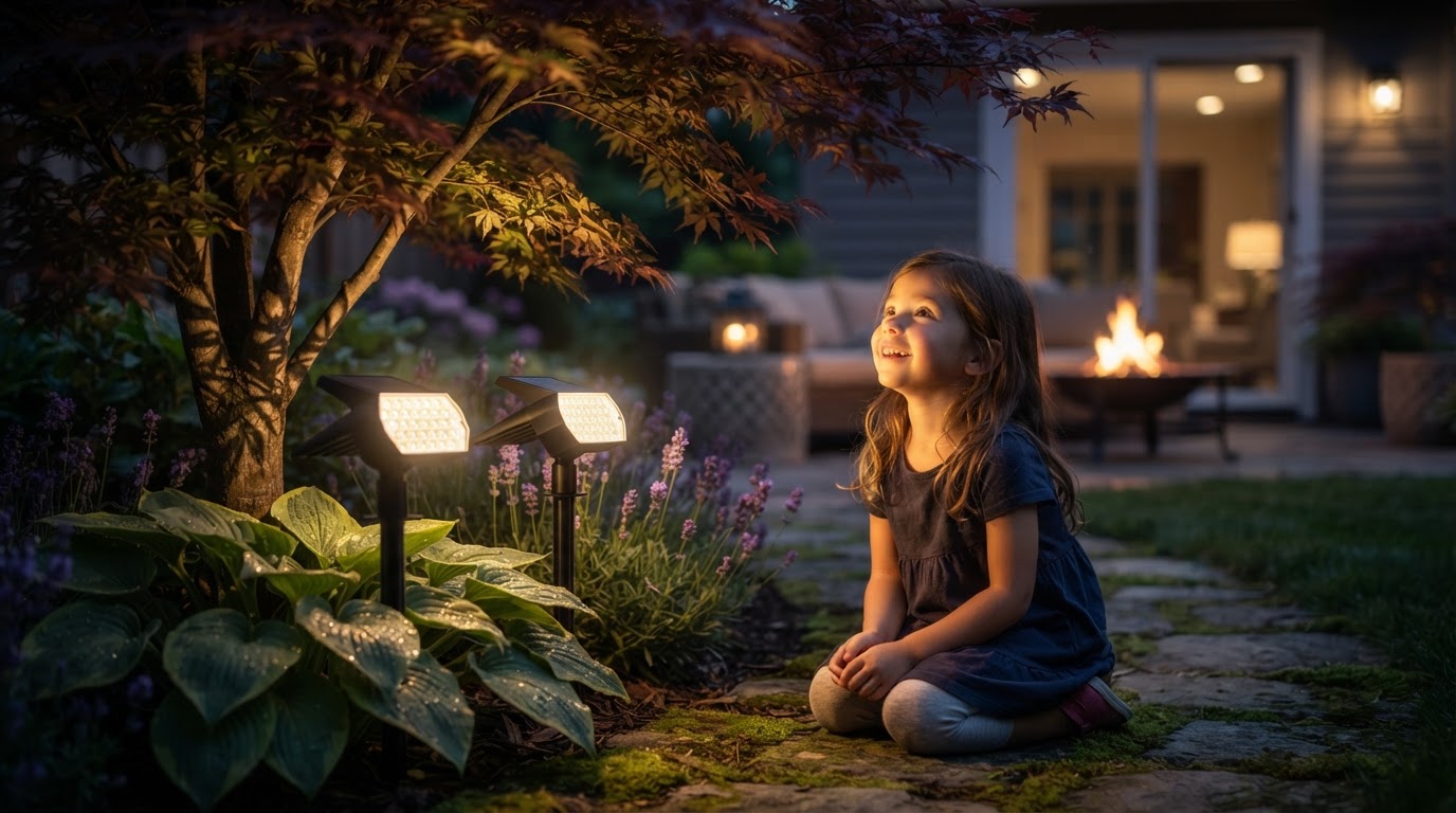 How do I install solar garden up lights for trees?