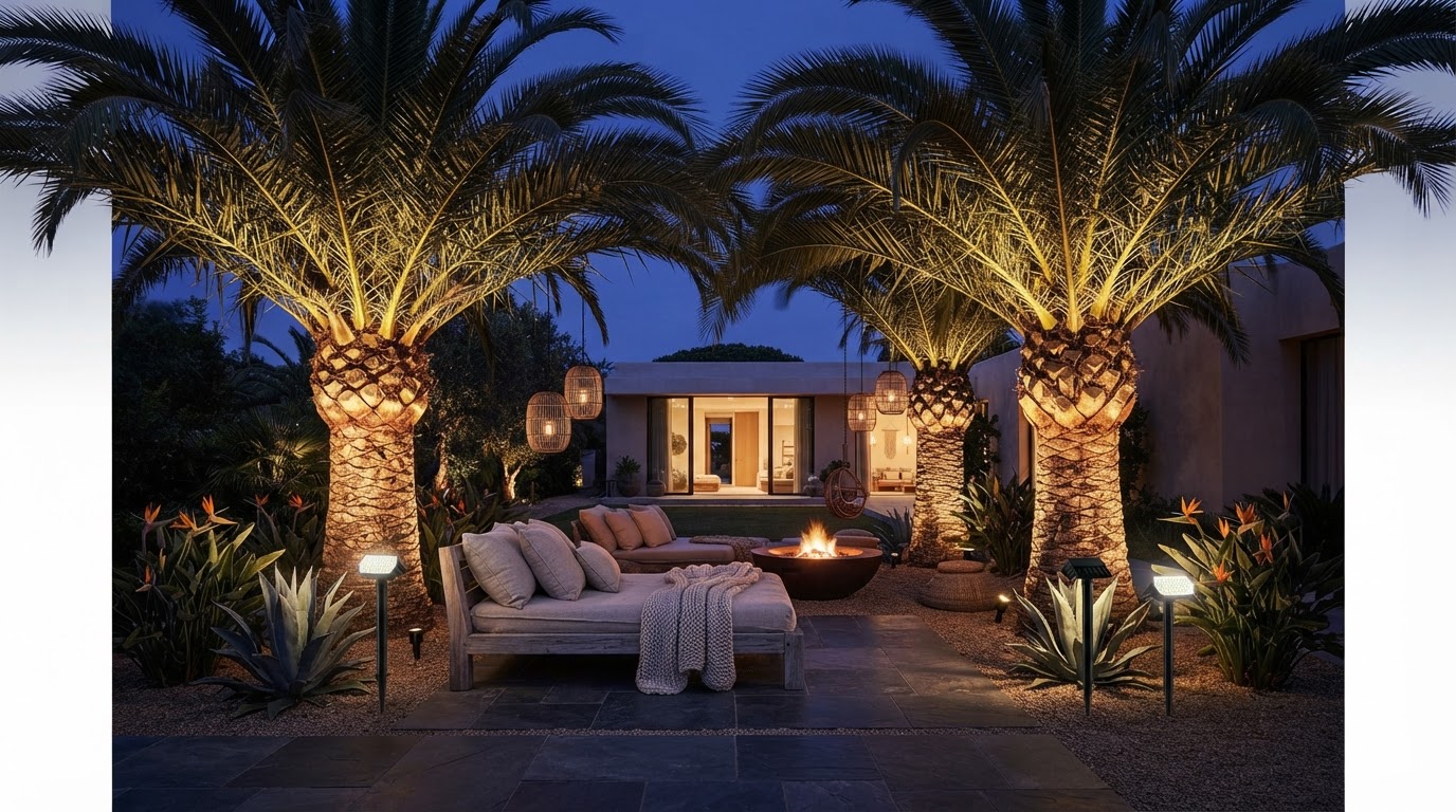 How to Uplight Palm Trees with Solar Spot Lights
