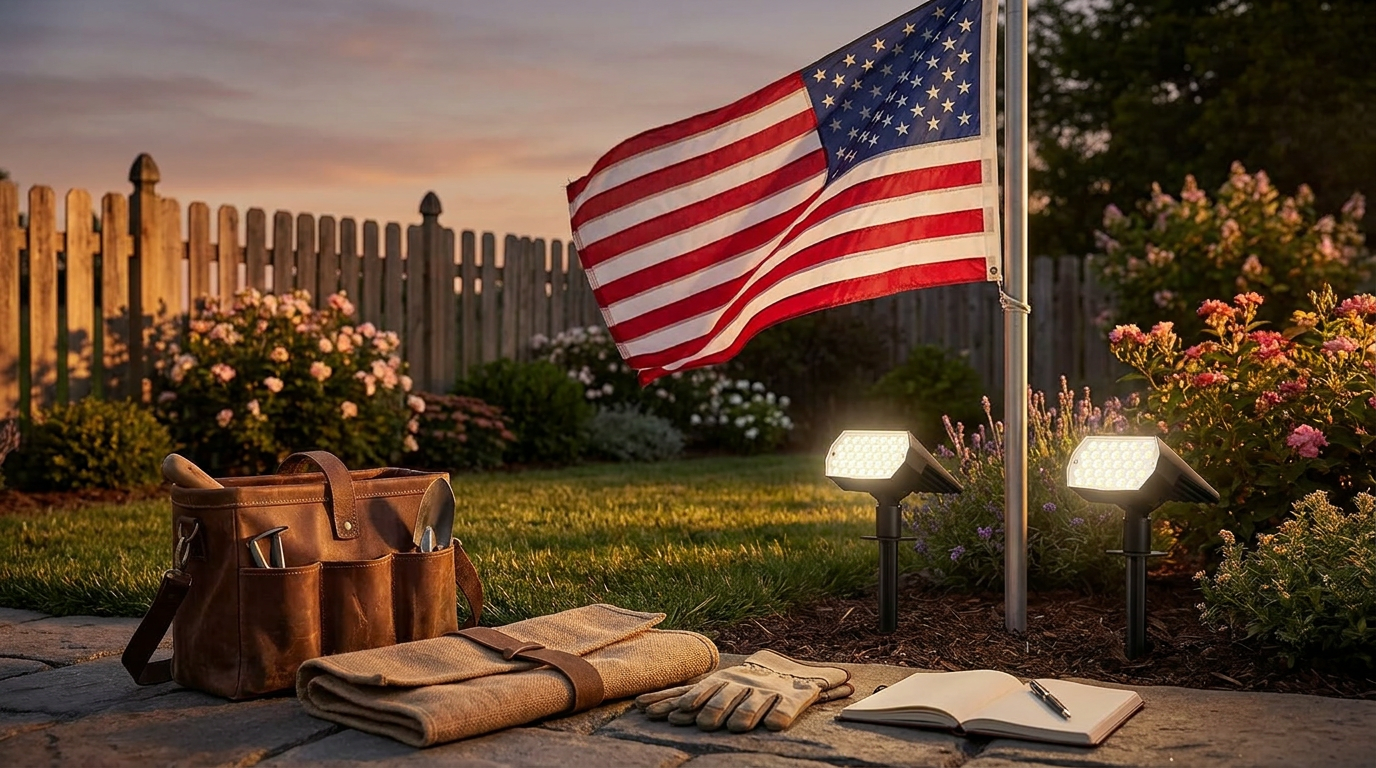 Solar Spot Lights for Continuous Flag Illumination