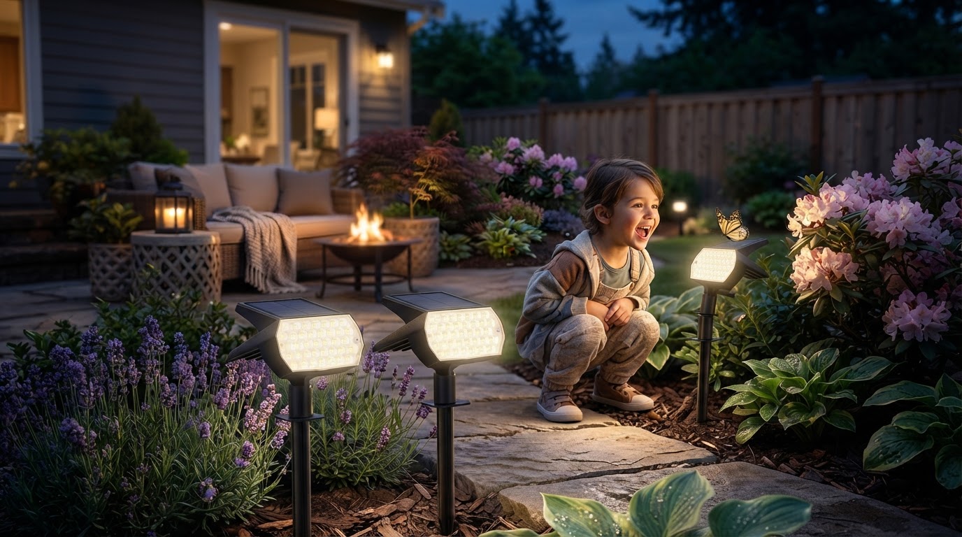 How to install warm white Solar Spot Lights for ambiance?