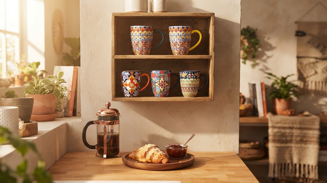 Are Pack Of 6 Bohemian Style Porcelain Coffee Mugs Artisan?