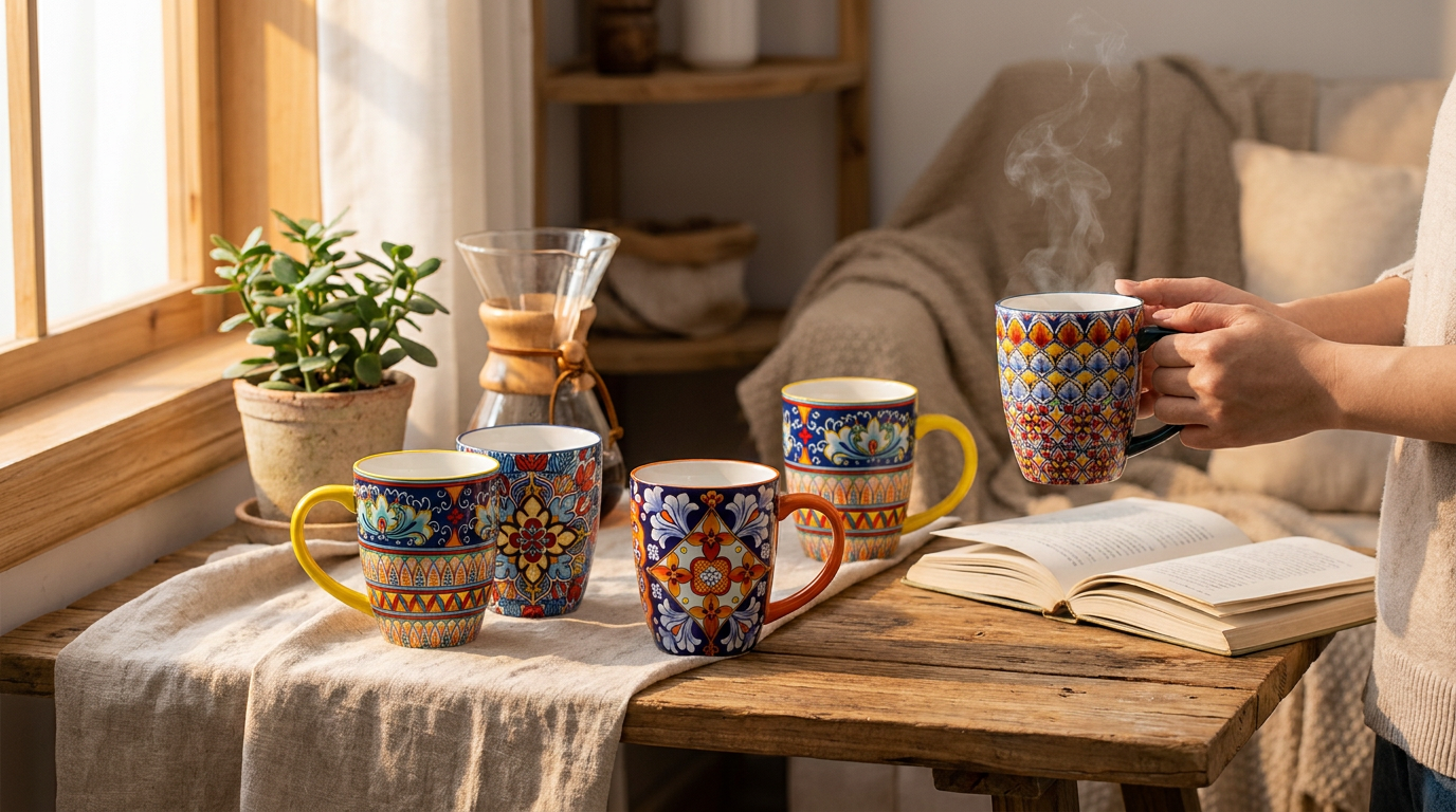 Best Patterned Ceramic Coffee Cups 6 Pack for Home Decor