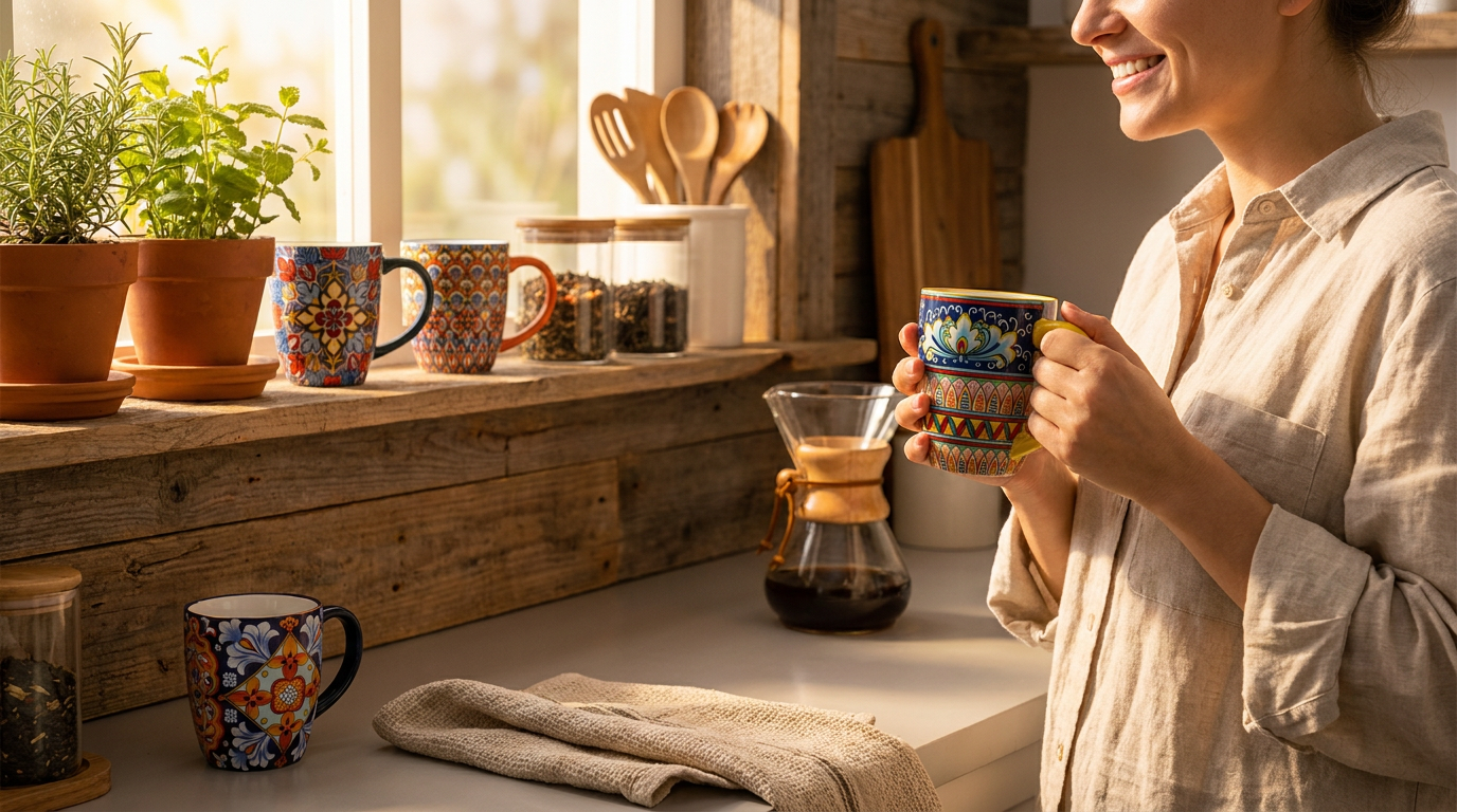 Can Pack Of 6 Bohemian Style Porcelain Coffee Mugs fit eco-decor?