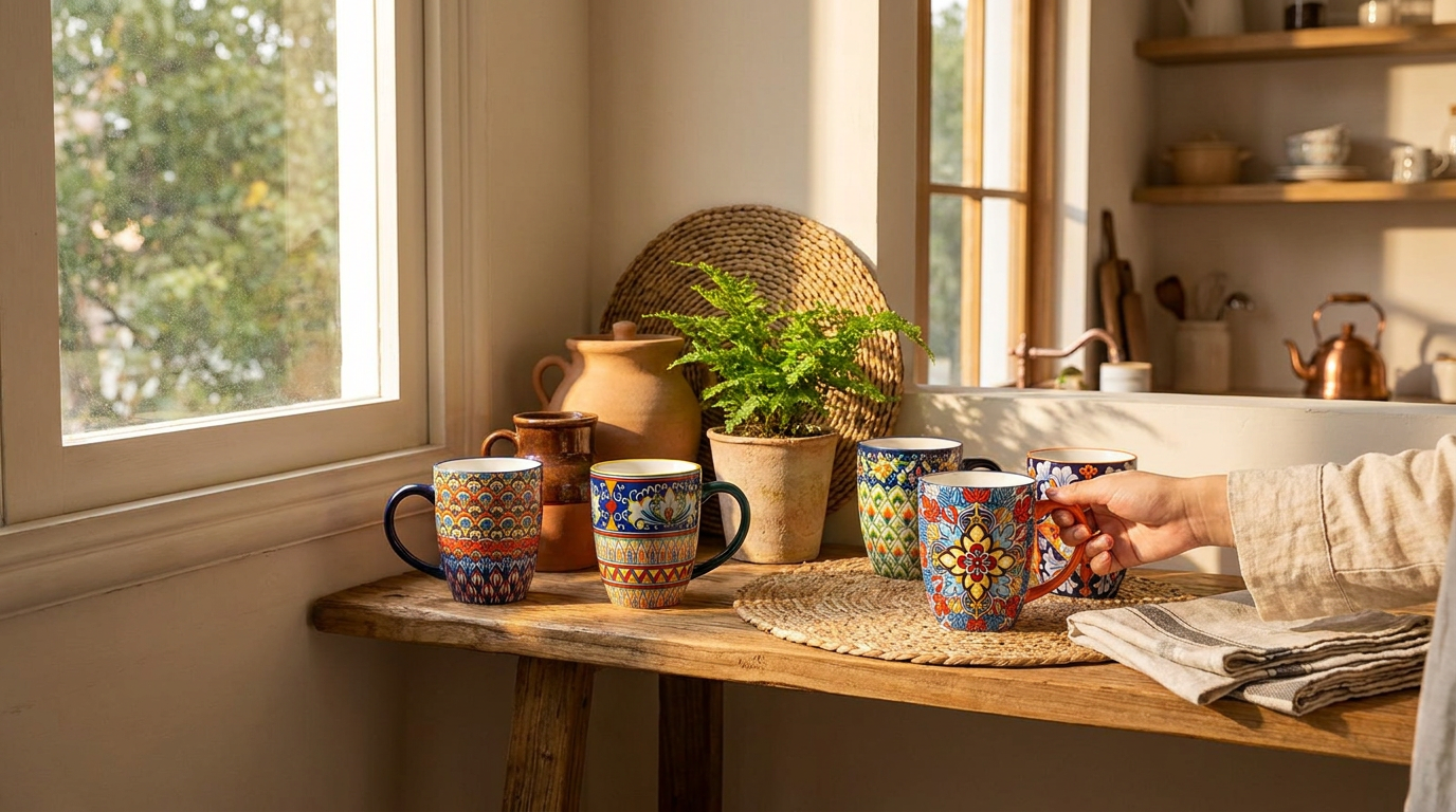 Eclectic Kitchen Decor and the Bohemian Style Mug Set