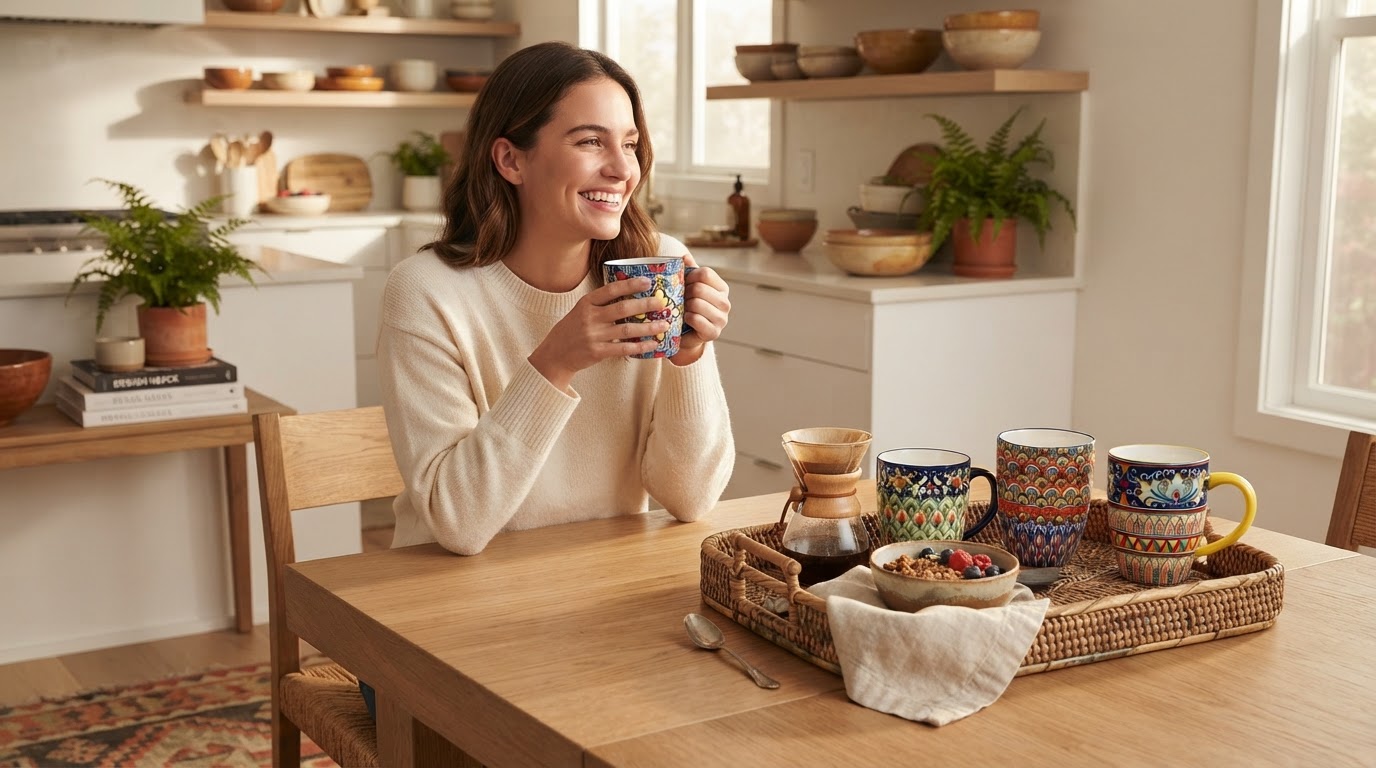Integrating Ethnic Pattern Porcelain Mugs Into Modern Decor