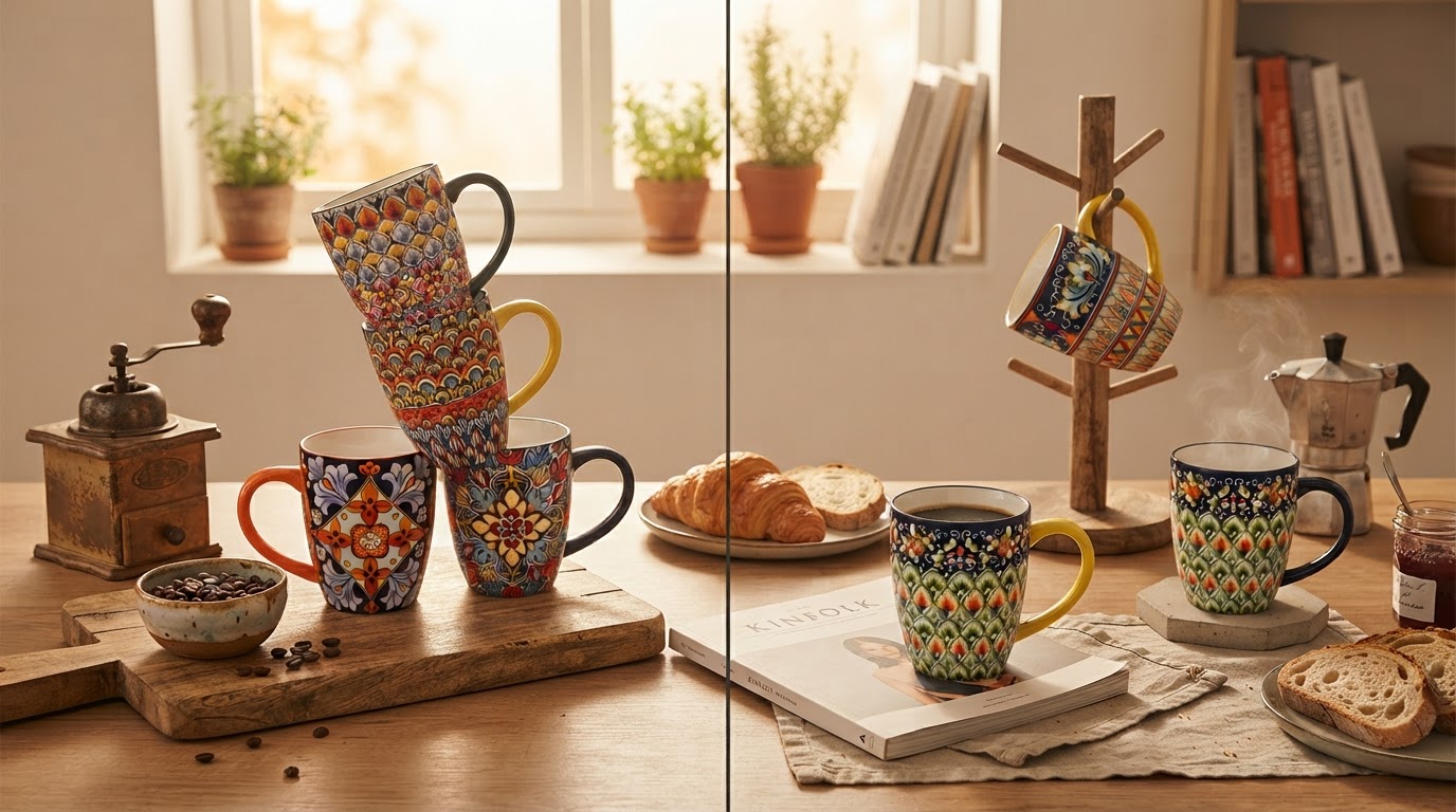 Evaluating Pack Of 6 Bohemian Style Porcelain Coffee Mugs