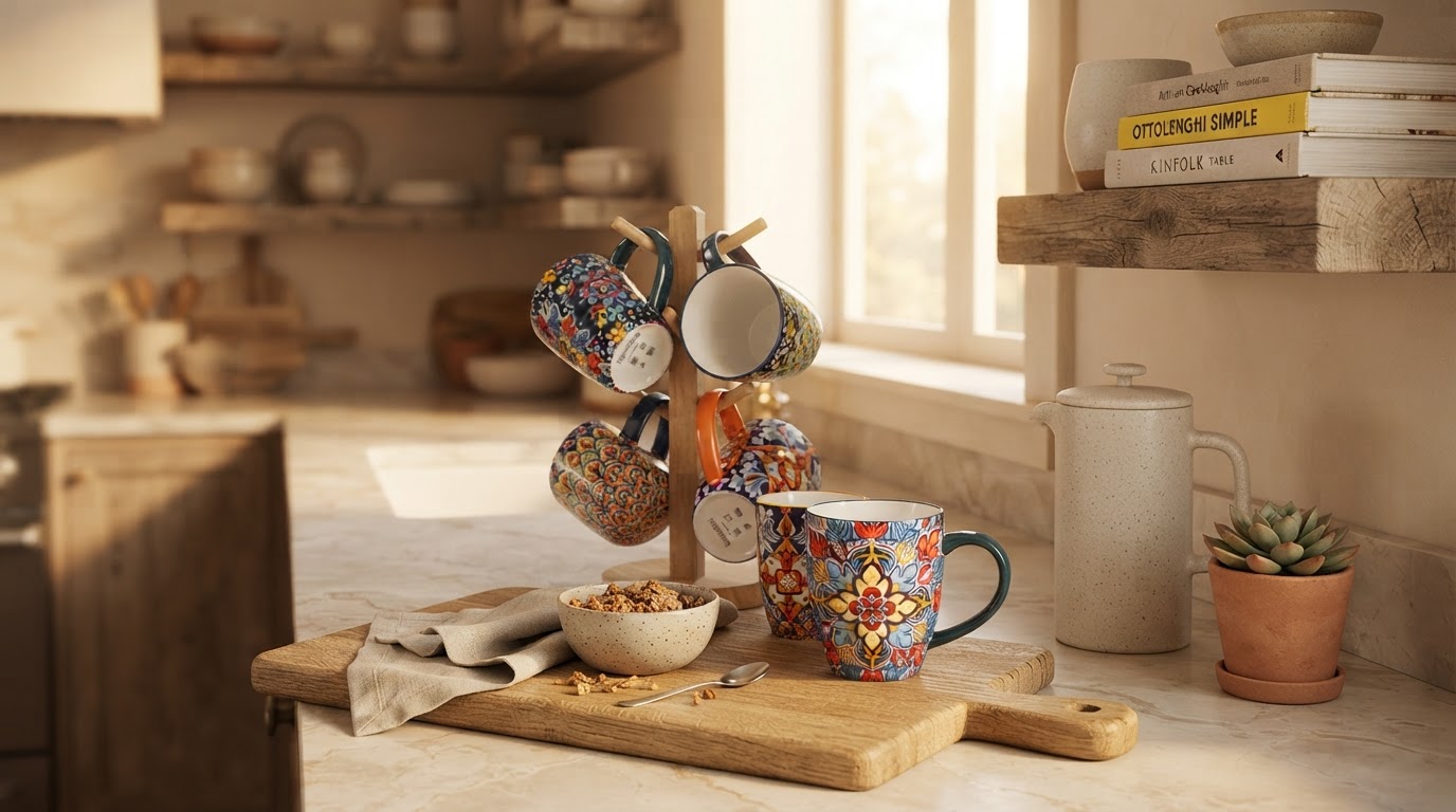 How to style Pack Of 6 Bohemian Style Porcelain Coffee Mugs?