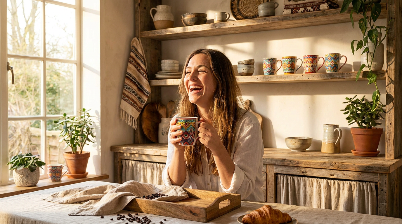 How do I style vibrant Bohemian Style Porcelain Coffee Mugs?