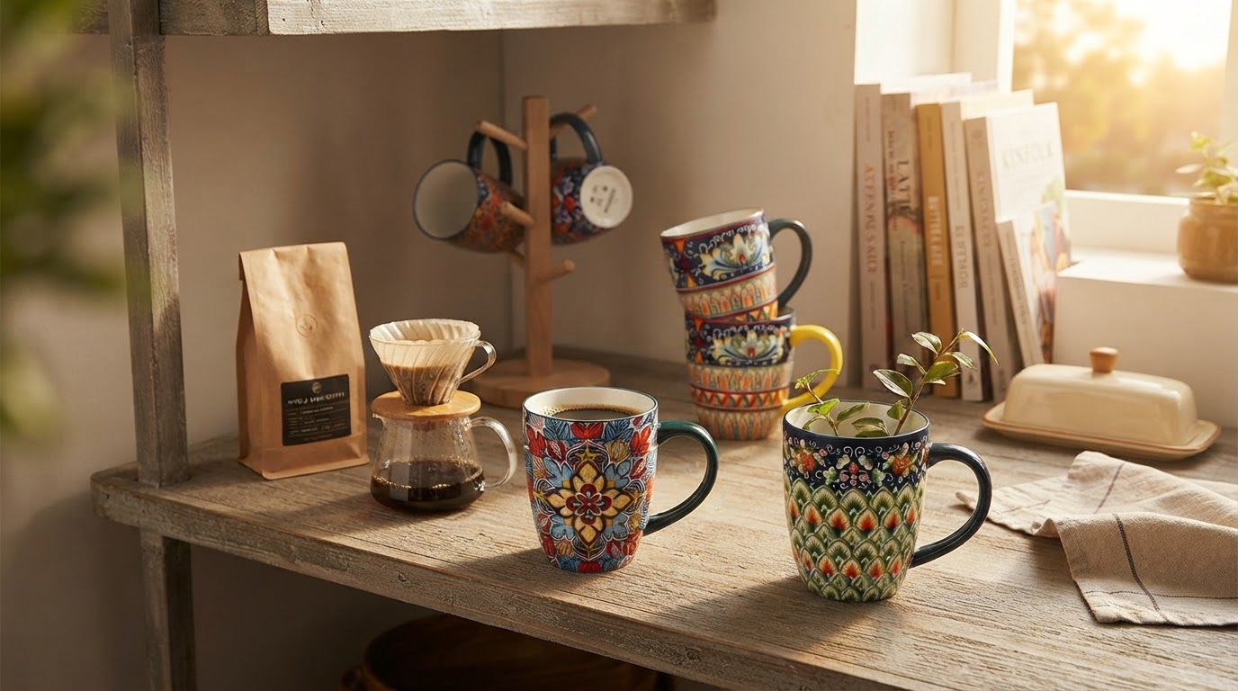 Why choose Pack Of 6 Bohemian Style Porcelain Coffee Mugs?